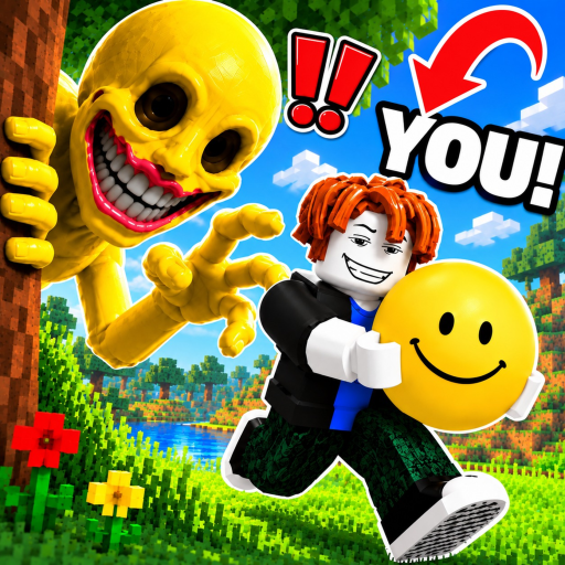 Official square icon for Steal A Verity, with a yellow monster and a player running with a smiling yellow sphere.